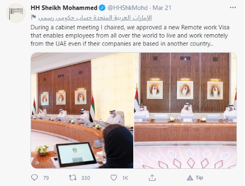 Sheikh Mohammed tweet regarding remote work visa